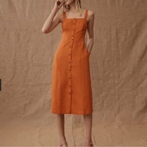Boden | LIKE NEW Orange Square Neck Midi Dress | US 12